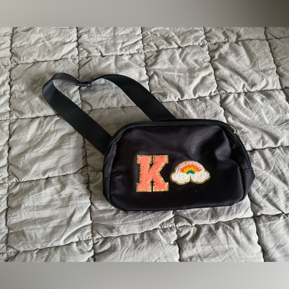 Black Crossbody Bag with Rainbow Patch